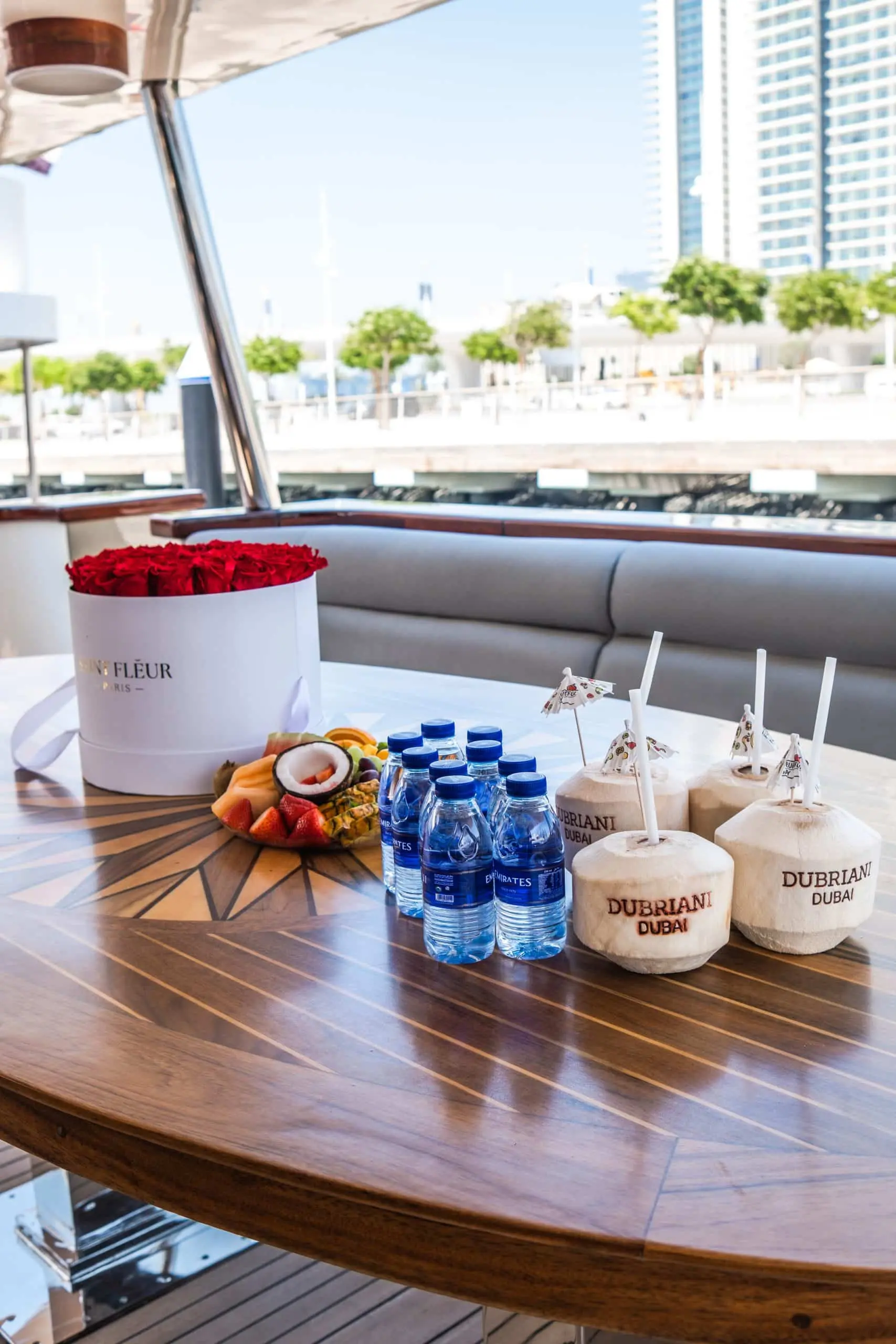 Outdoor relaxation space on Sapphire 150 Yacht Dubai