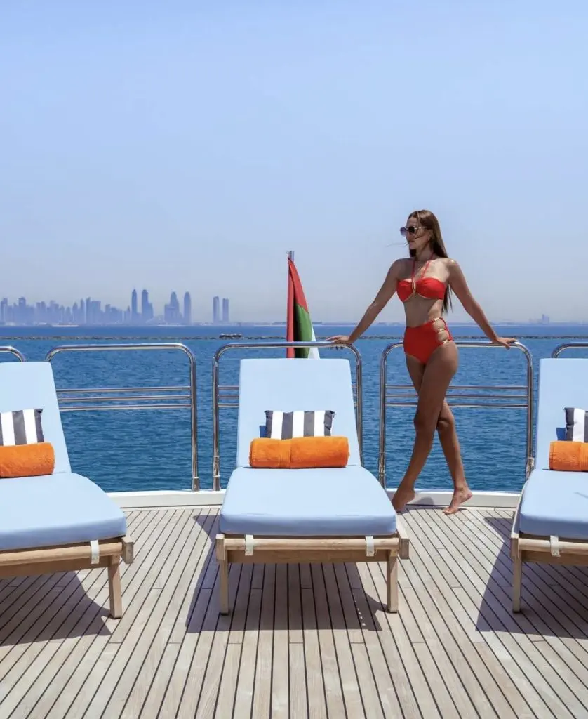 woman enjoying on sunseeker notorious yacht
