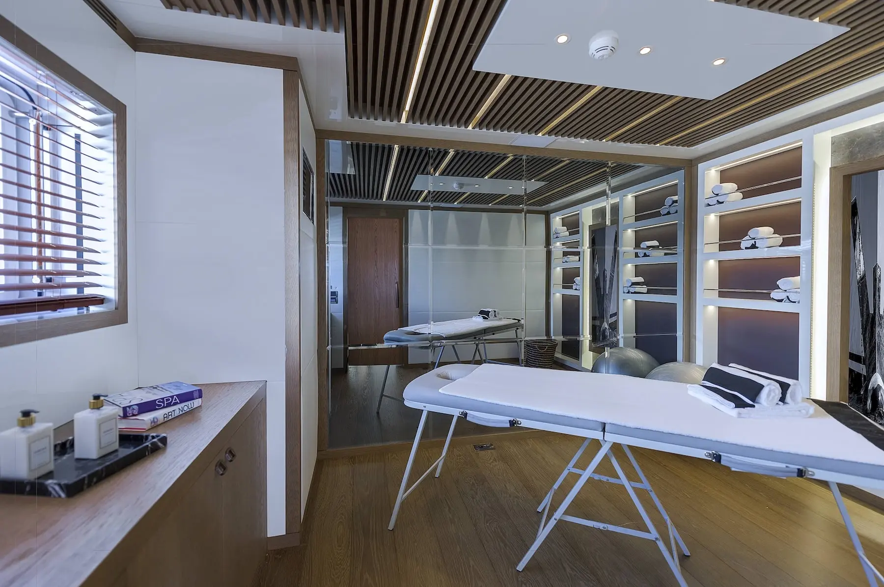 Skyfall 177 yacht open deck space with table tennis setup