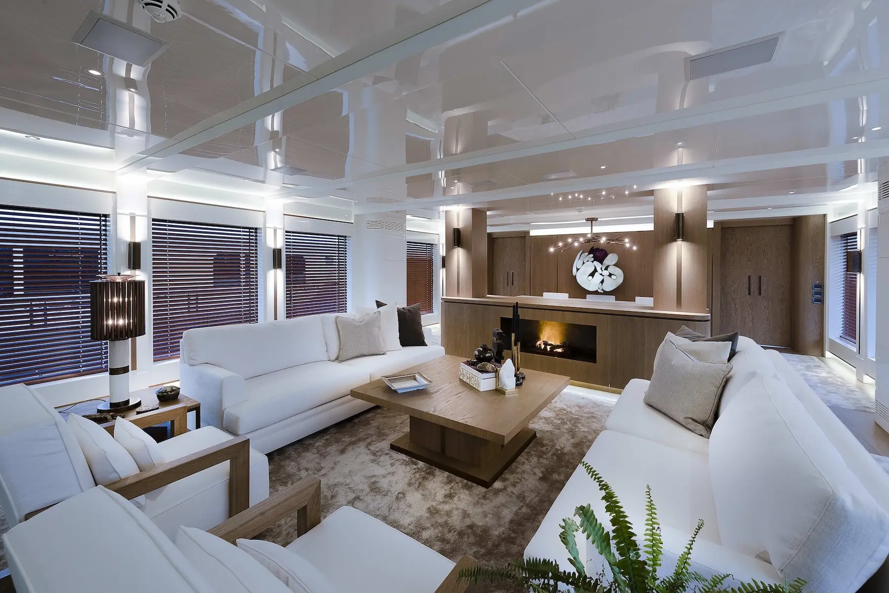 Skyfall 177 yacht upper lounge with modern seating and open layout
