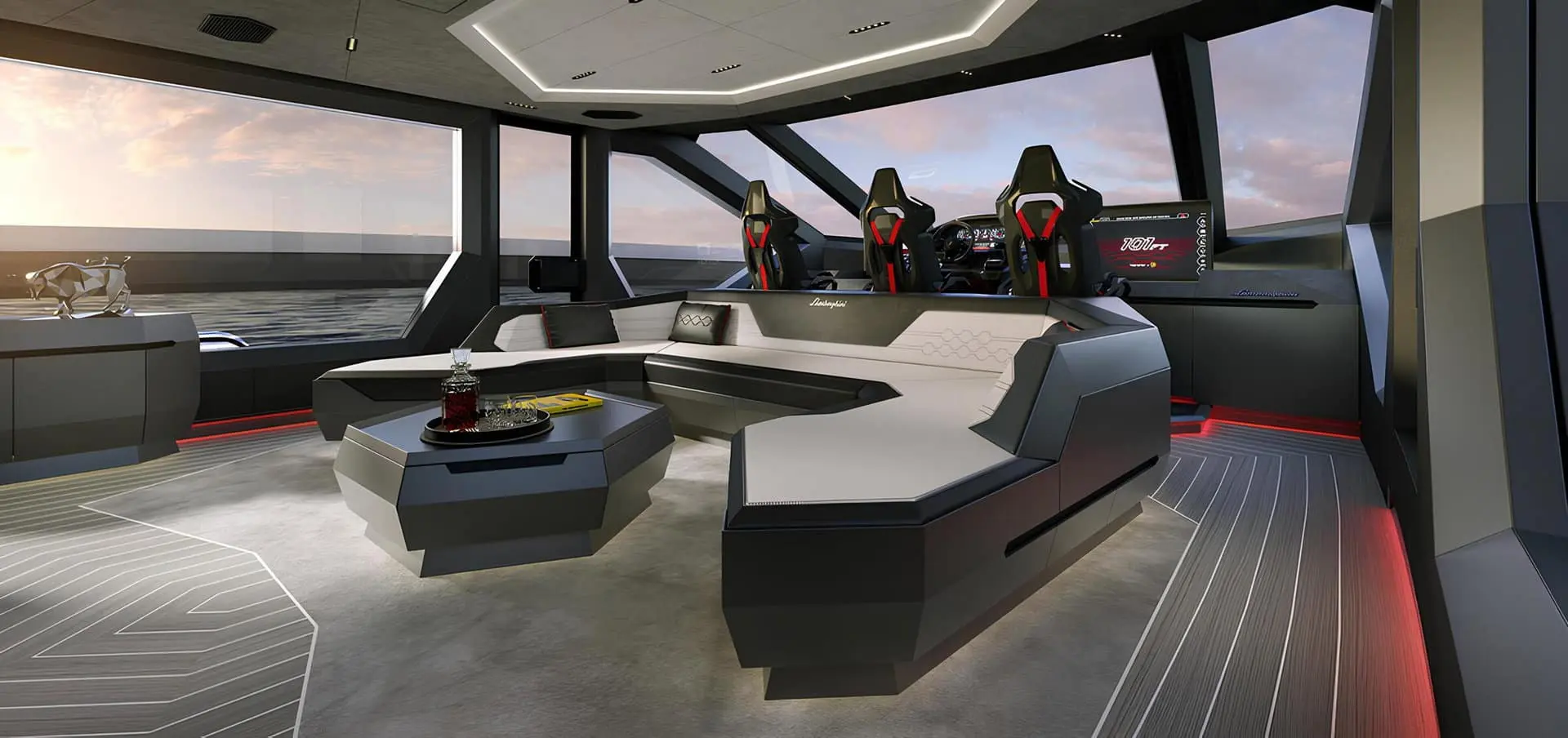 Tecnomar for Lamborghini 101 saloon seating, press rendering