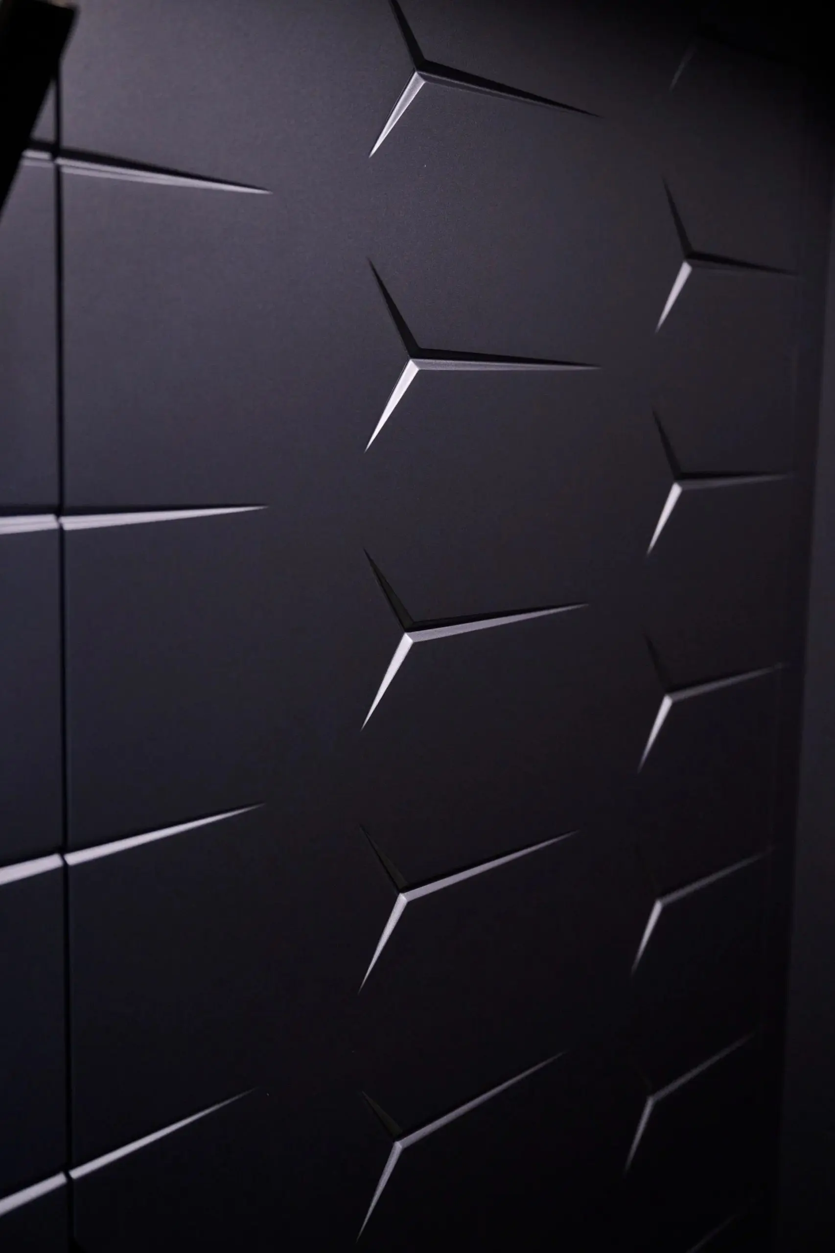 Lamborghini 63 yacht geometric interior wall panel design with angular lines