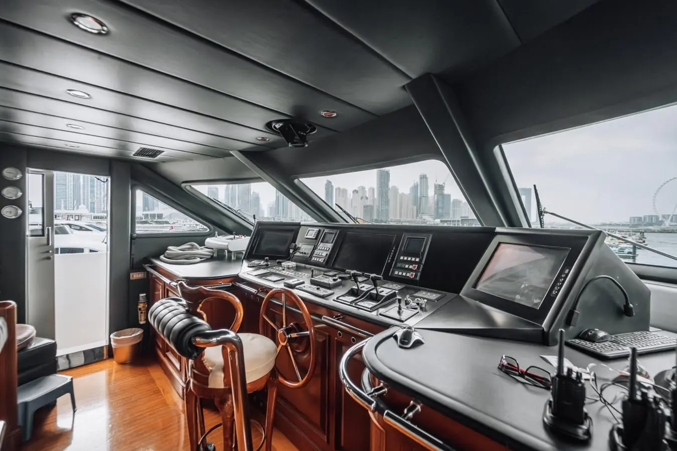 Benetti 30m wheelhouse helm station, broker photo