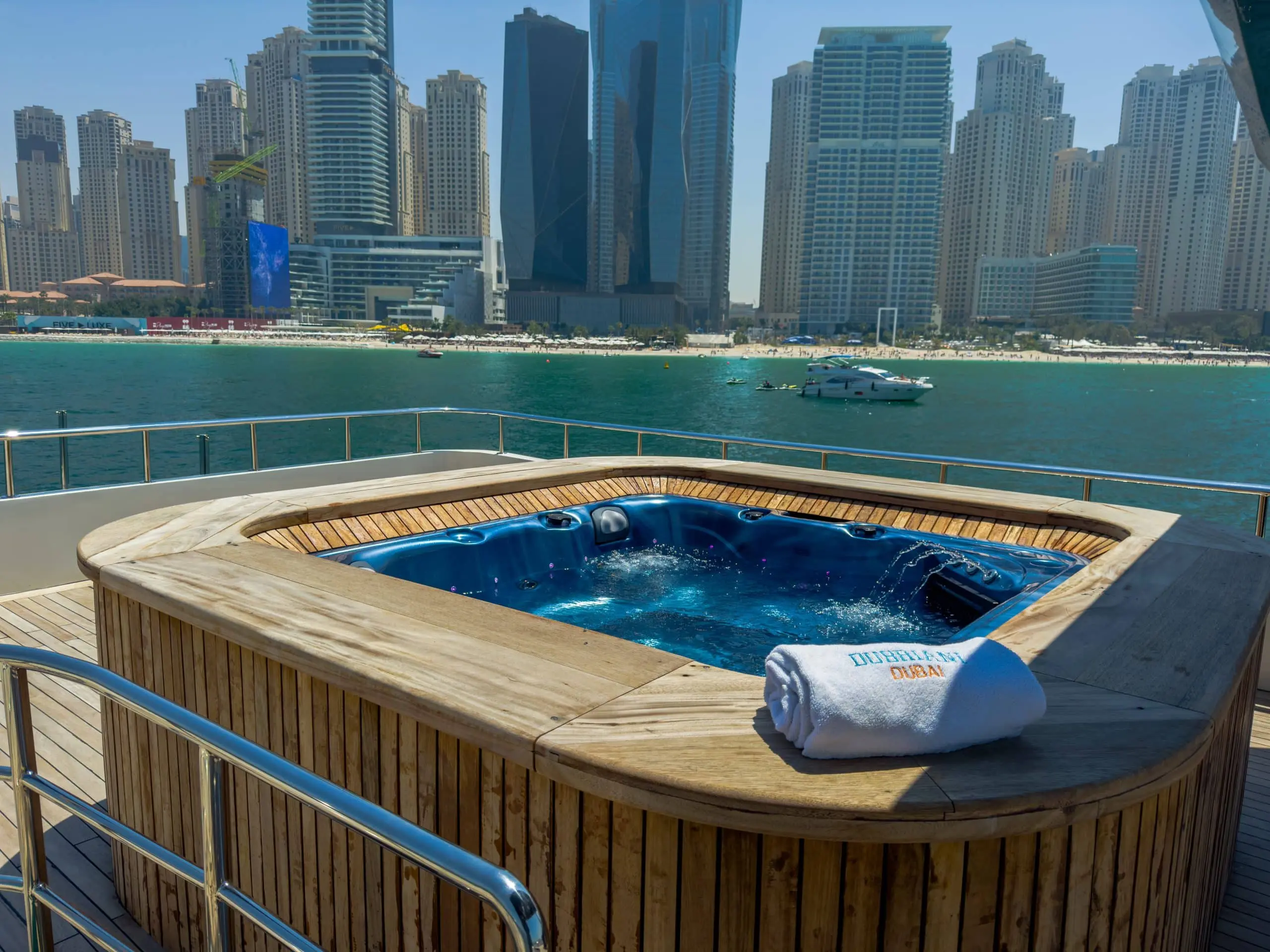Hot tub deck view from Sapphire 150 Yacht Dubai