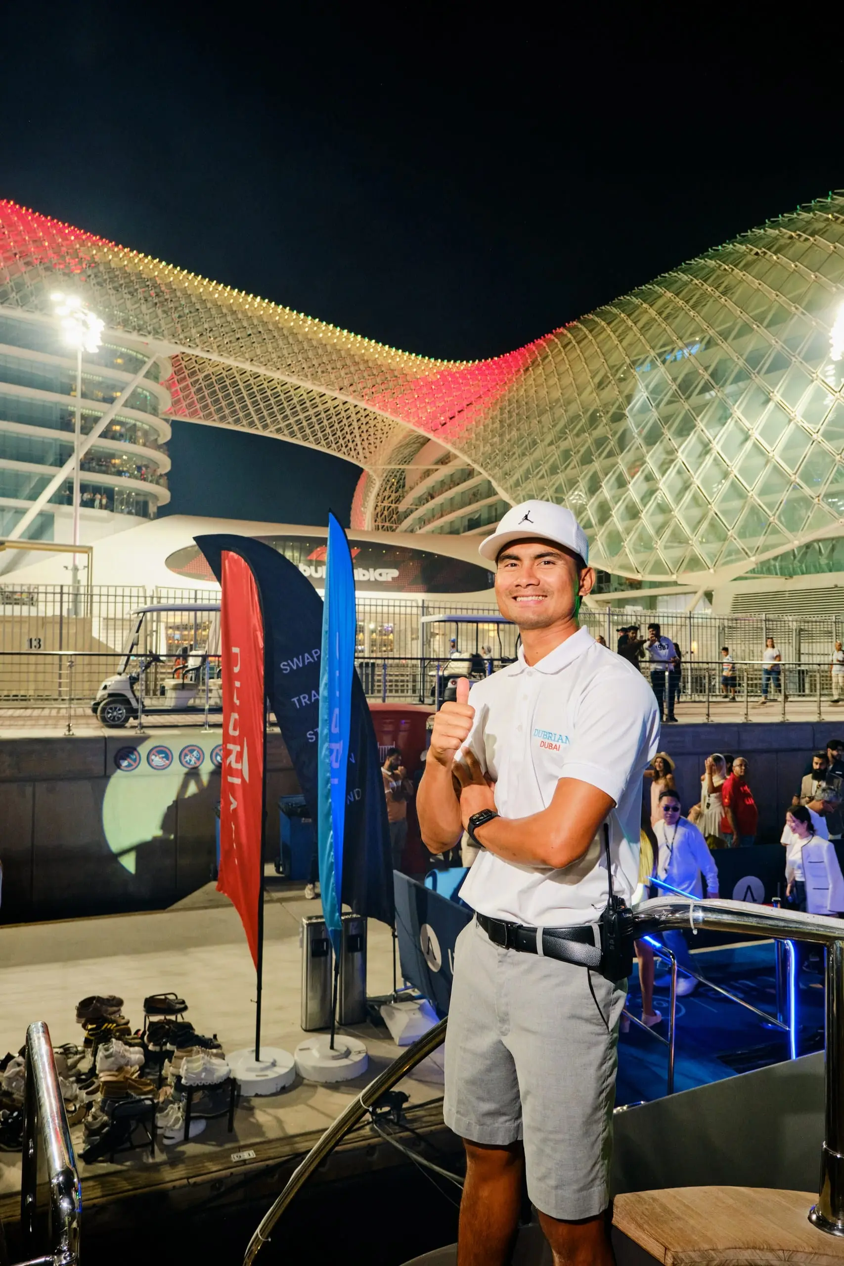 Trackside yacht experience during Abu Dhabi Grand Prix night race at Yas Marina Circuit