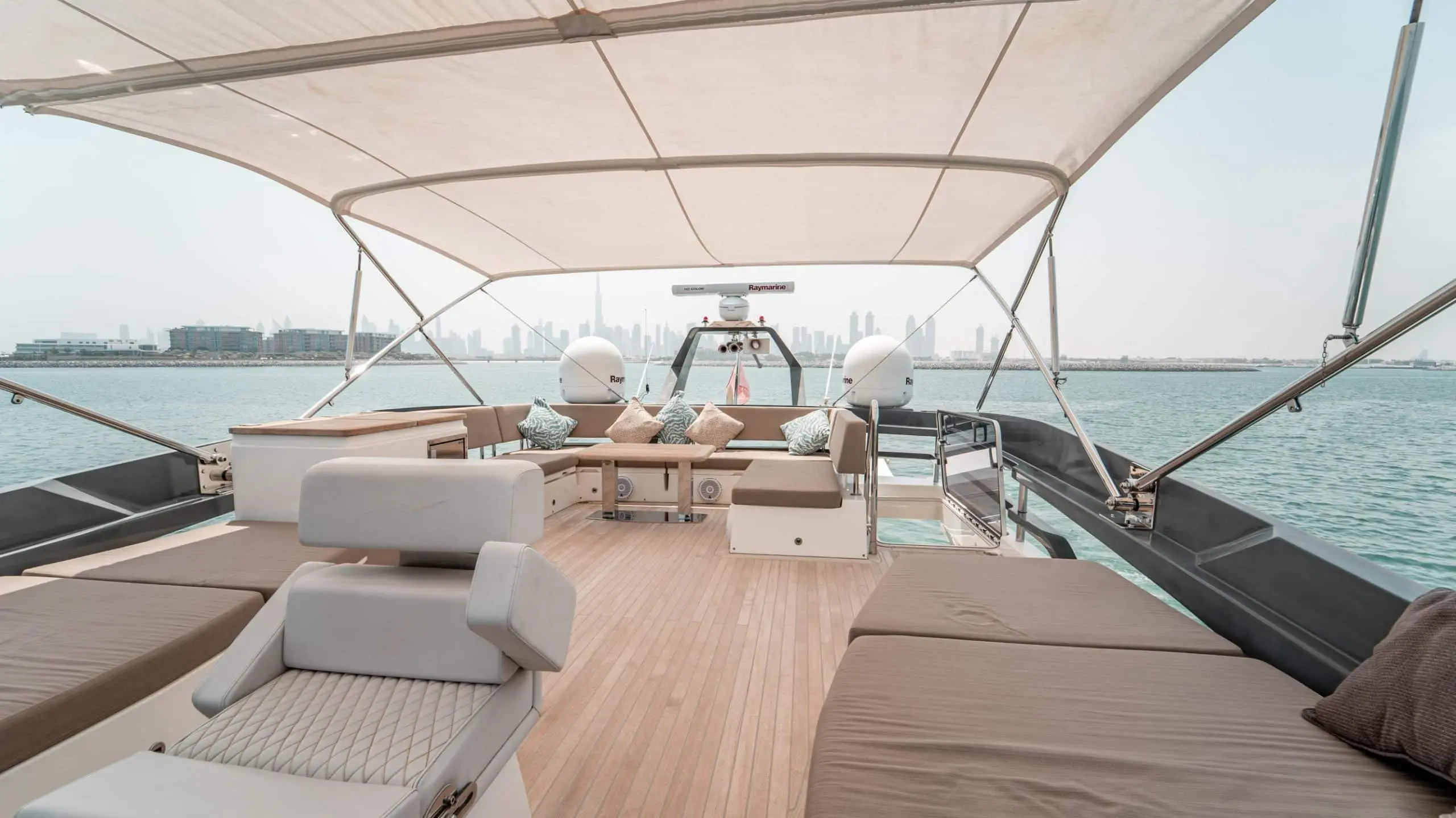 Flybridge lounge seating on Dolce Vita yacht