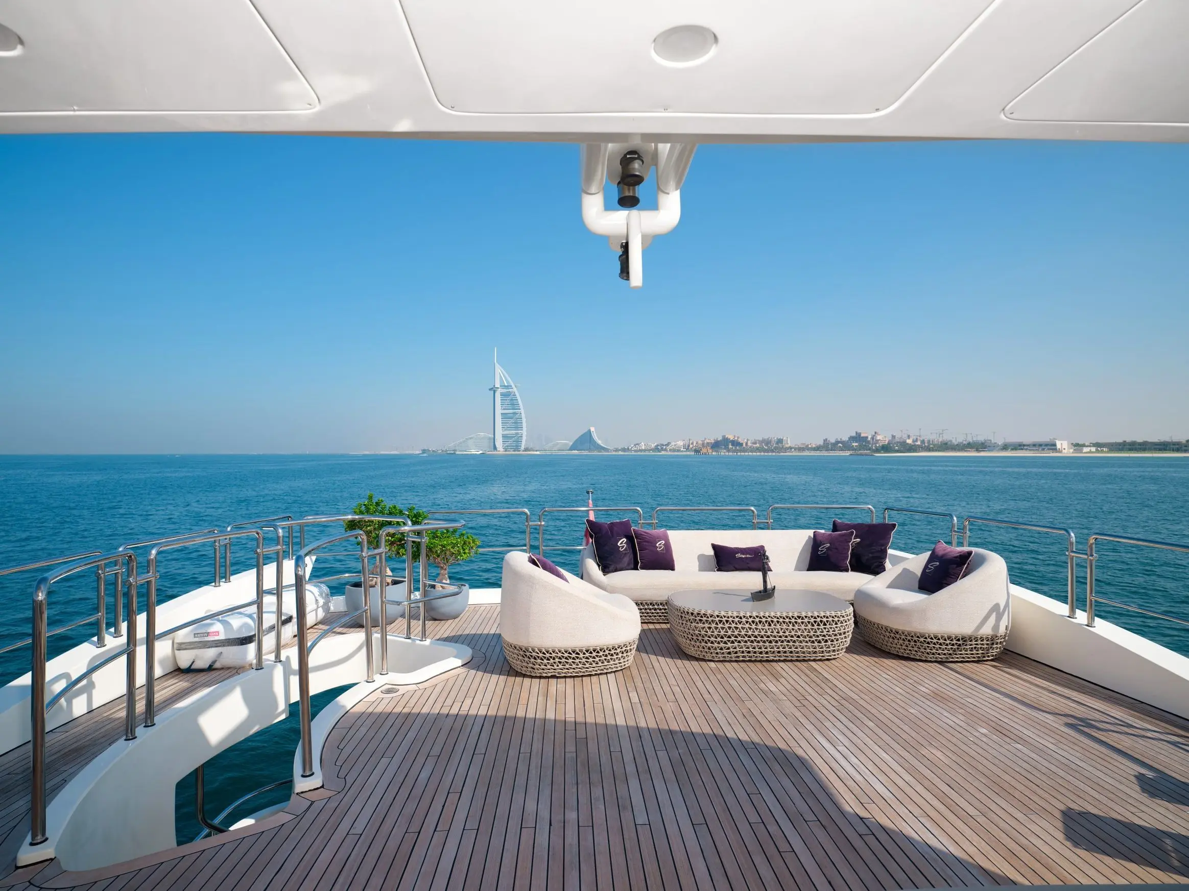 Foredeck lounge cushions on Azimut 88 yacht