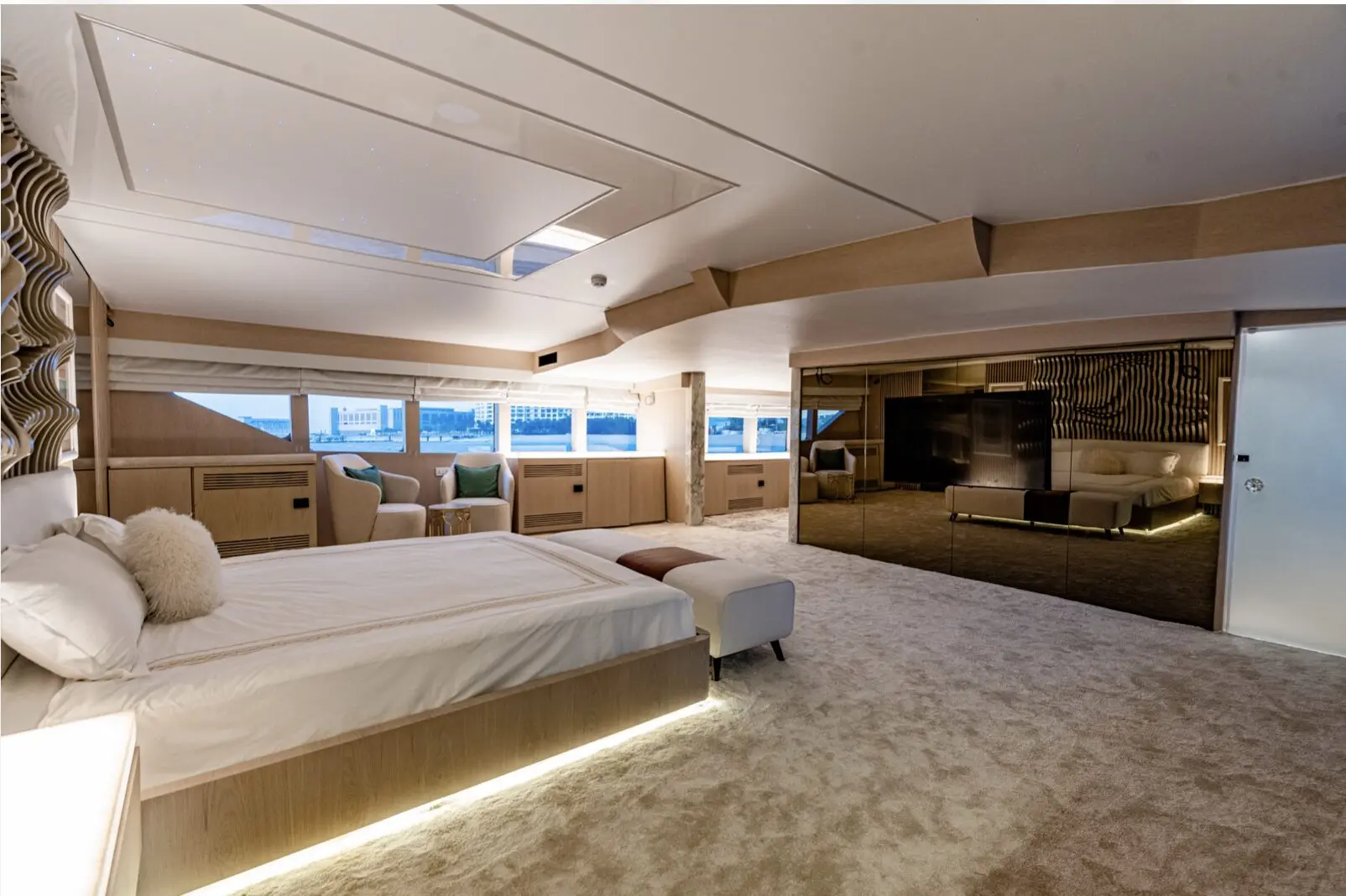 Finesse yacht master suite with king size bed and modern décor