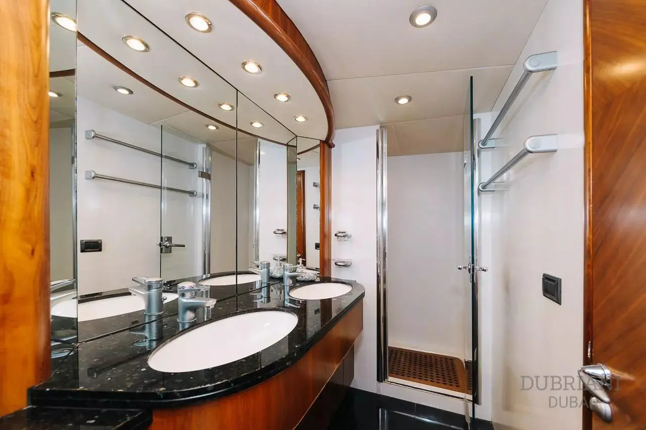Sunseeker 88 yacht bathroom with shower and sink