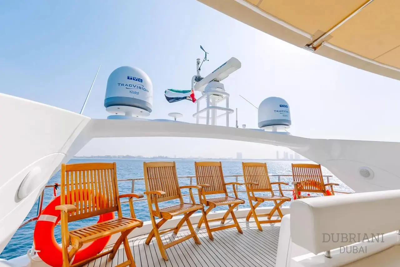 Sunseeker 88 yacht upper deck outdoor seating area