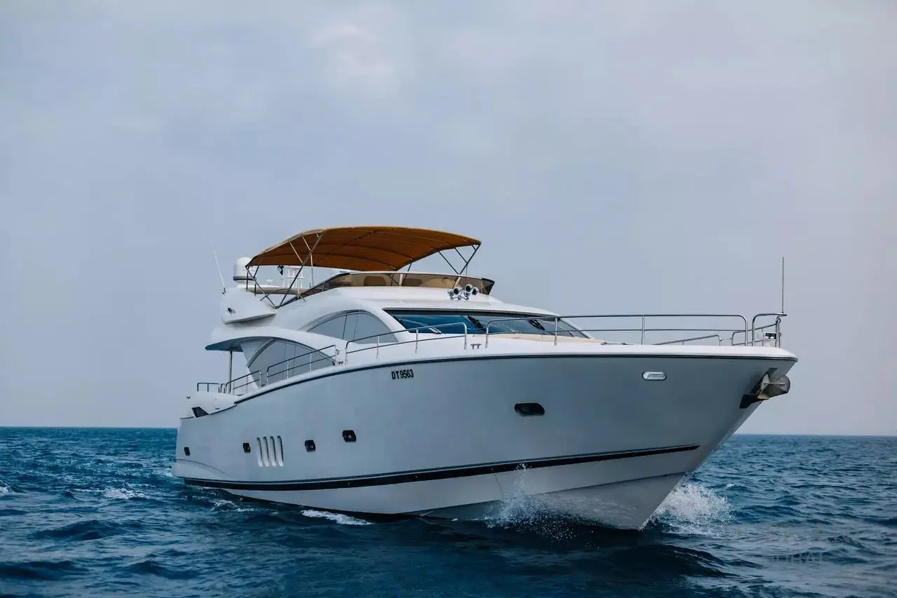 Sunseeker 88 luxury yacht exterior profile on sea