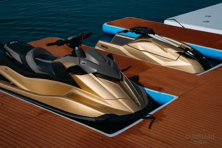 Luxury jet ski placed on the deck of Royalty 136 yacht