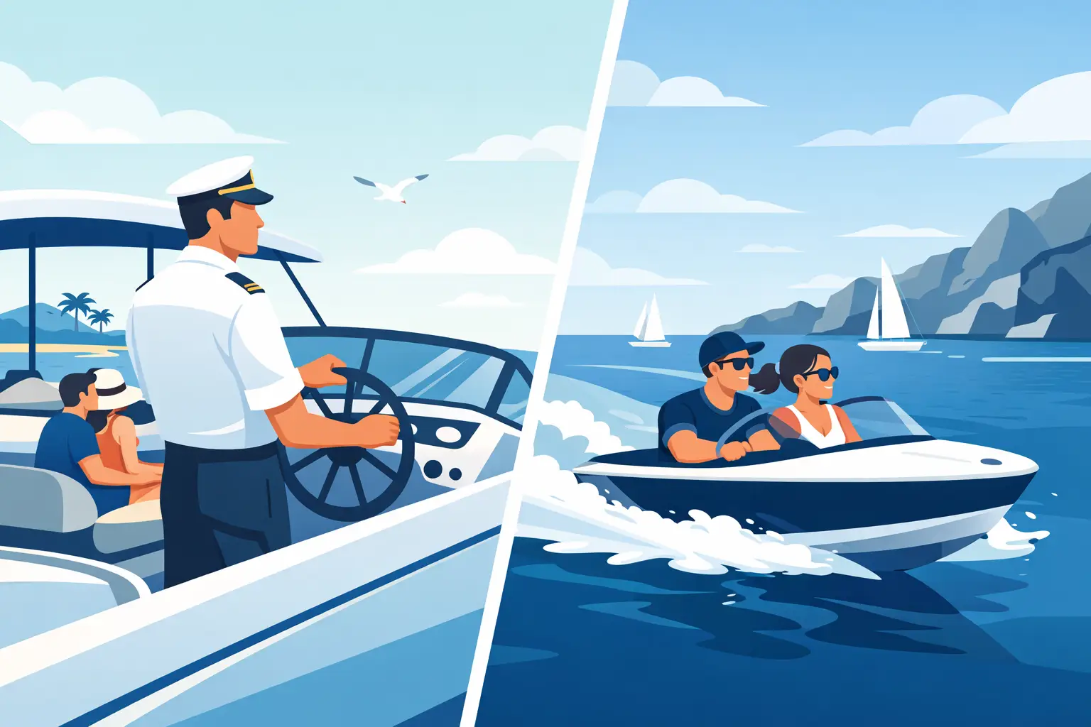 Captained Charter Versus Self Drive: Which Wins?