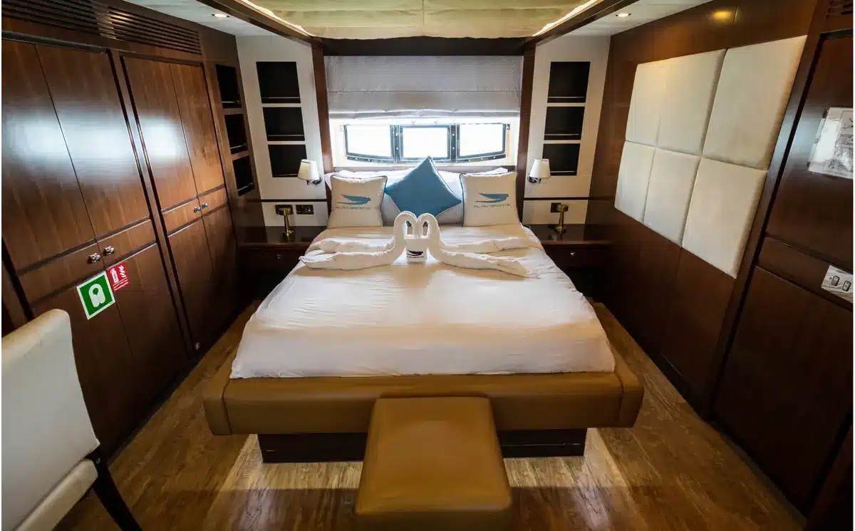 Azure 66 yacht exterior at dusk
