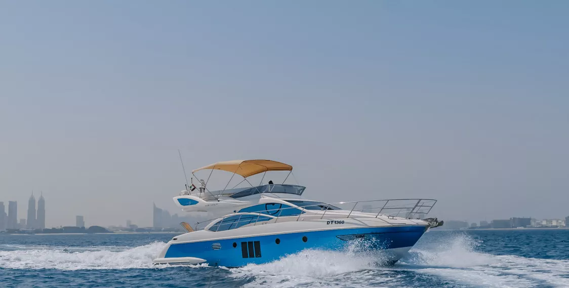 Mia 48 Azimut yacht cruising Dubai Marina