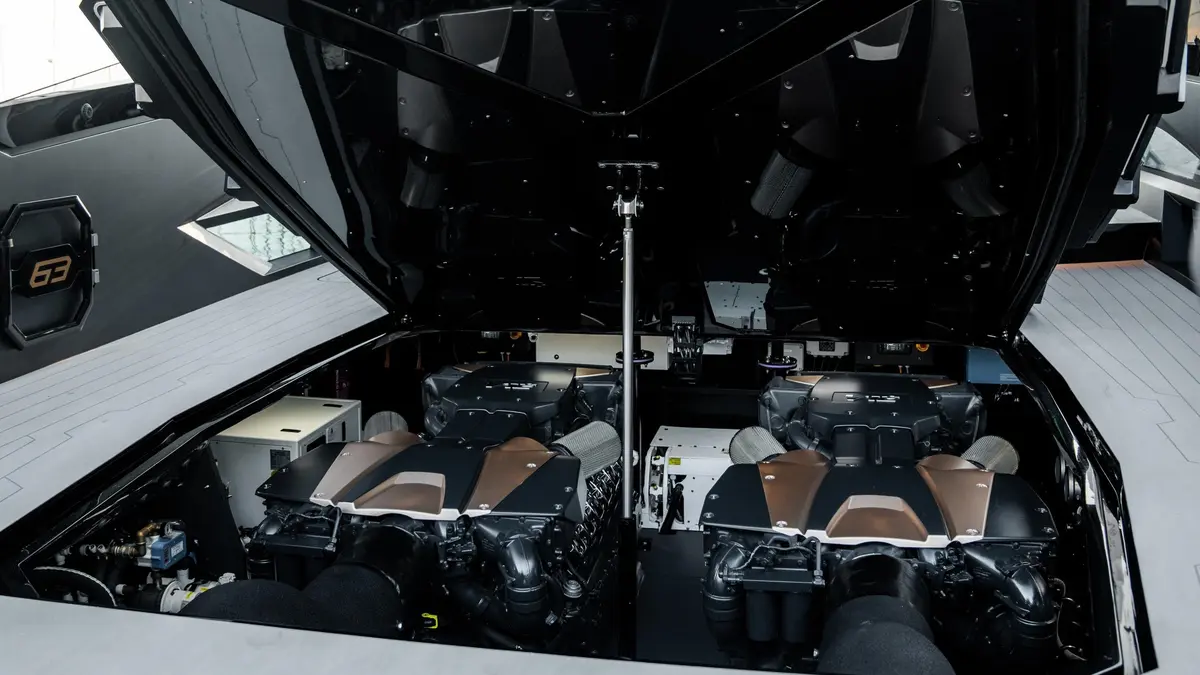 Lamborghini 63 Gold sports yacht seating area