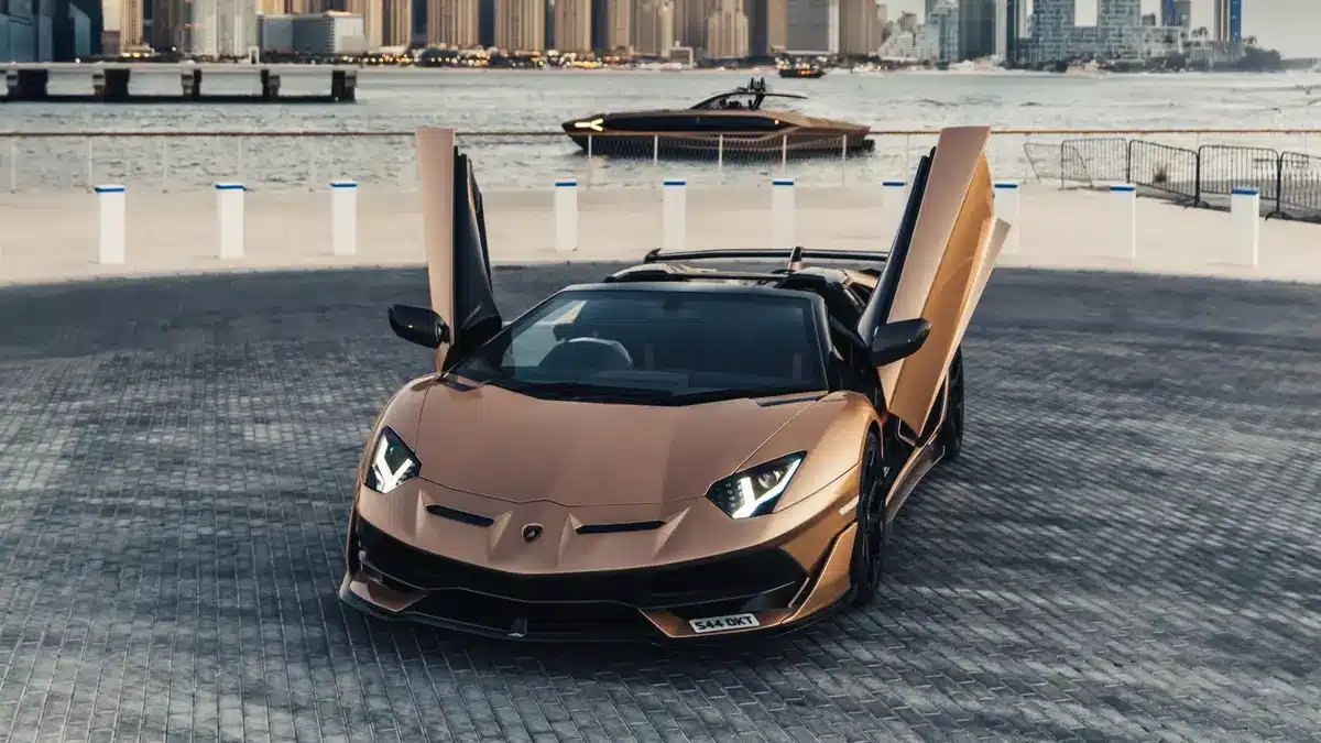 Lamborghini 63 Gold sports yacht deck