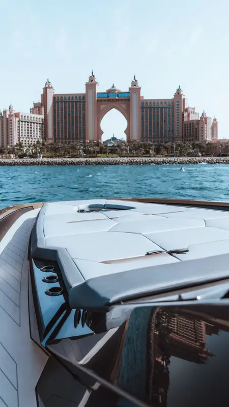 Lamborghini 63 Gold sports yacht interior lounge