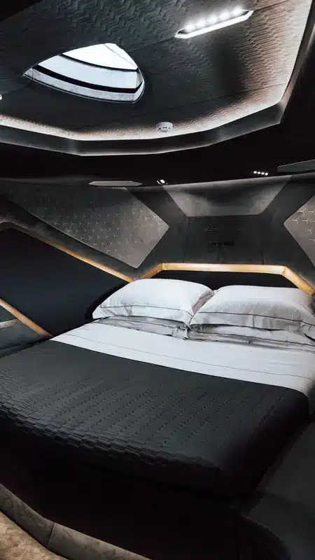 Lamborghini 63 Gold sports yacht cabin
