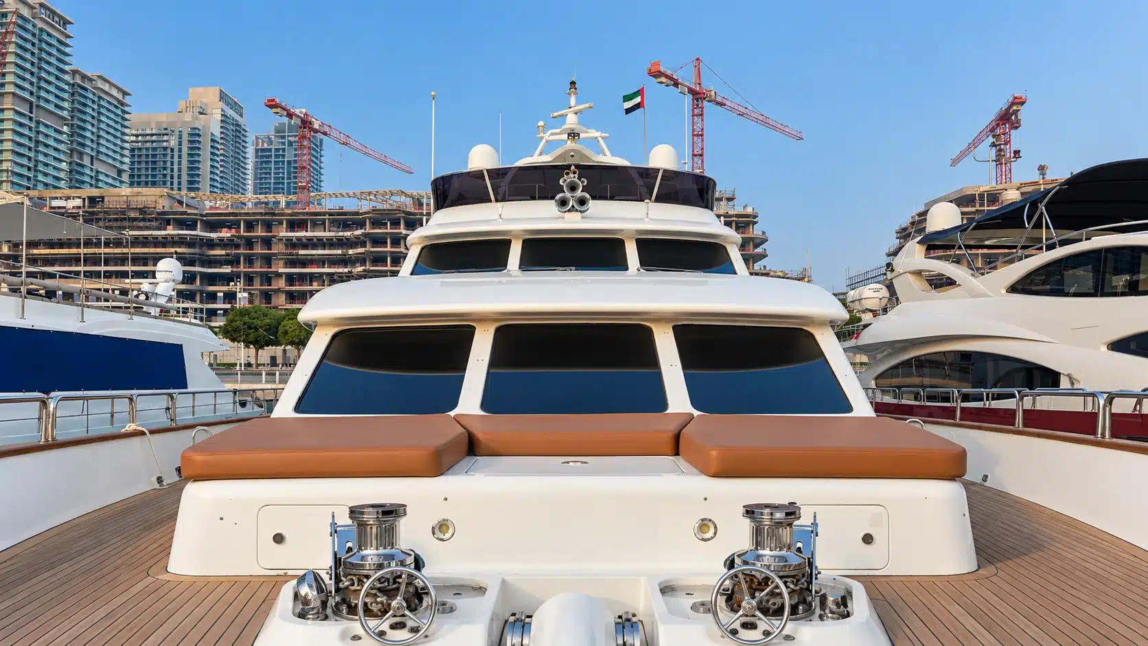 Benetti 120 yacht forward deck and sun pads