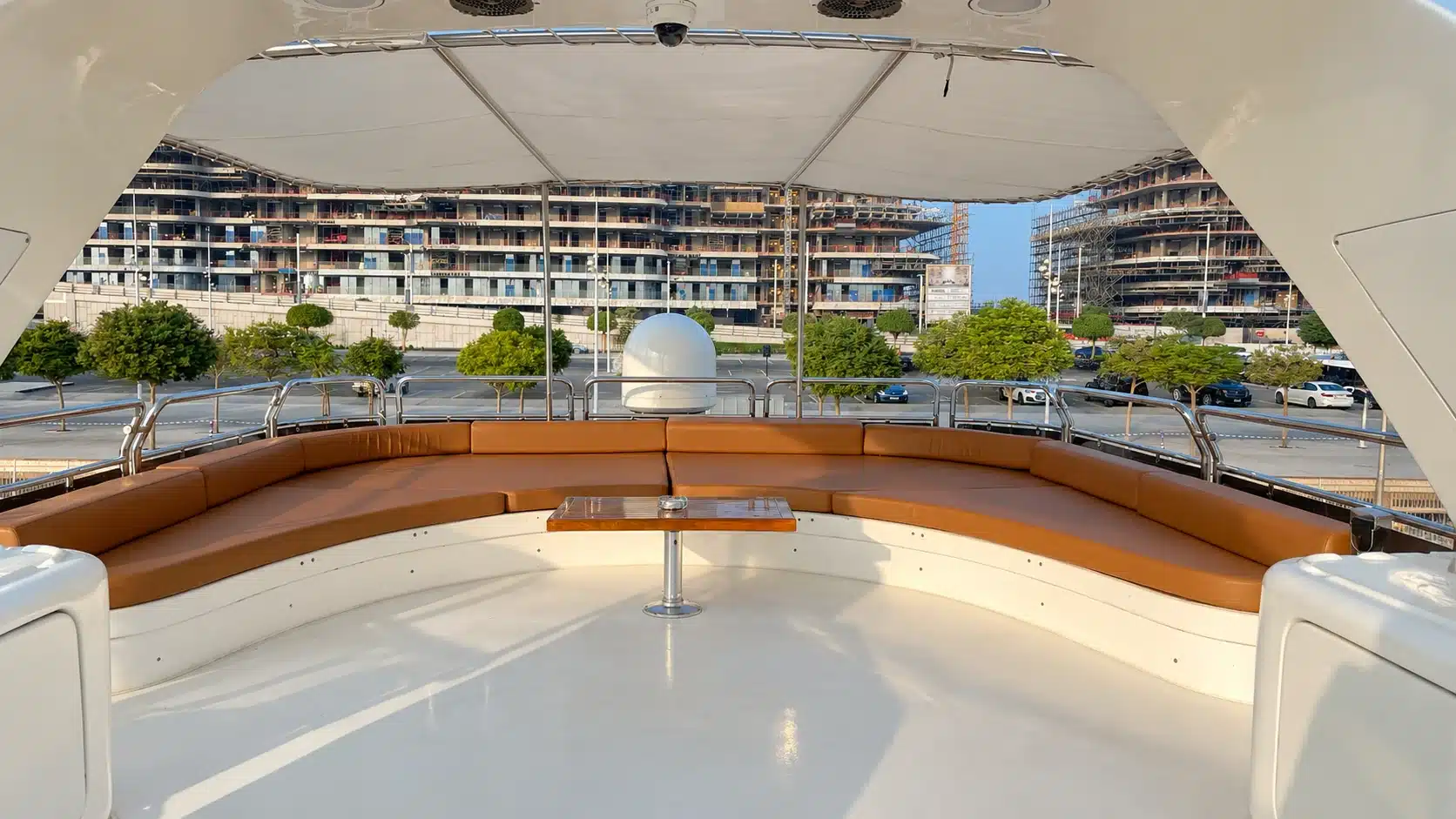 Benetti 120 yacht upper deck curved lounge seating