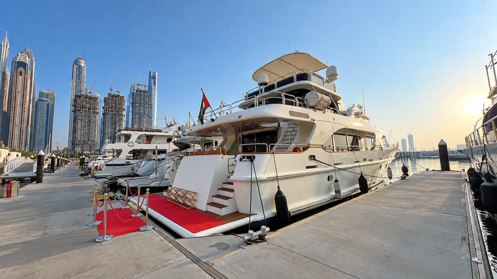 Benetti 120 yacht exterior stern and marina berth