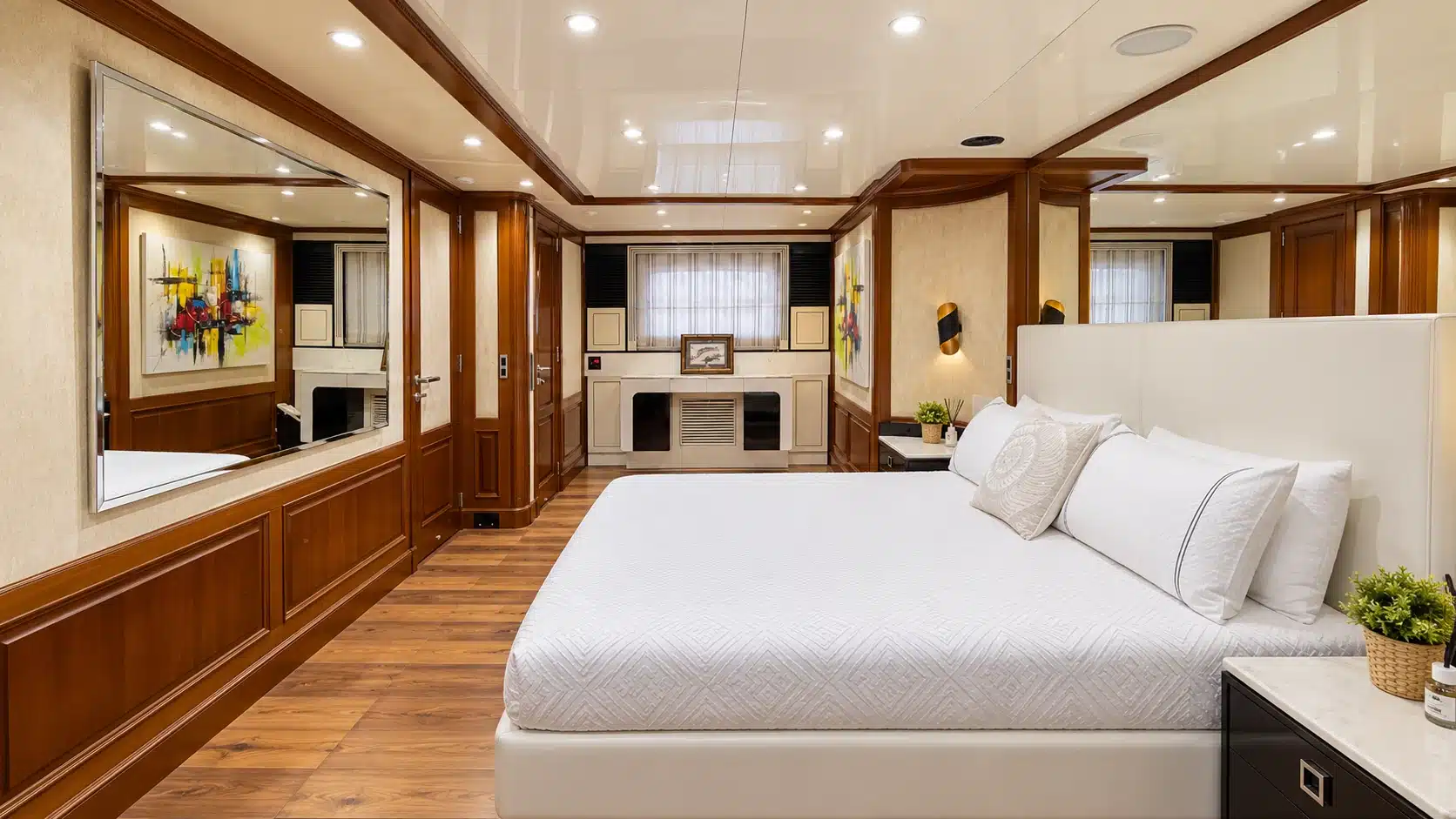 Benetti 120 yacht guest cabin and lounge area