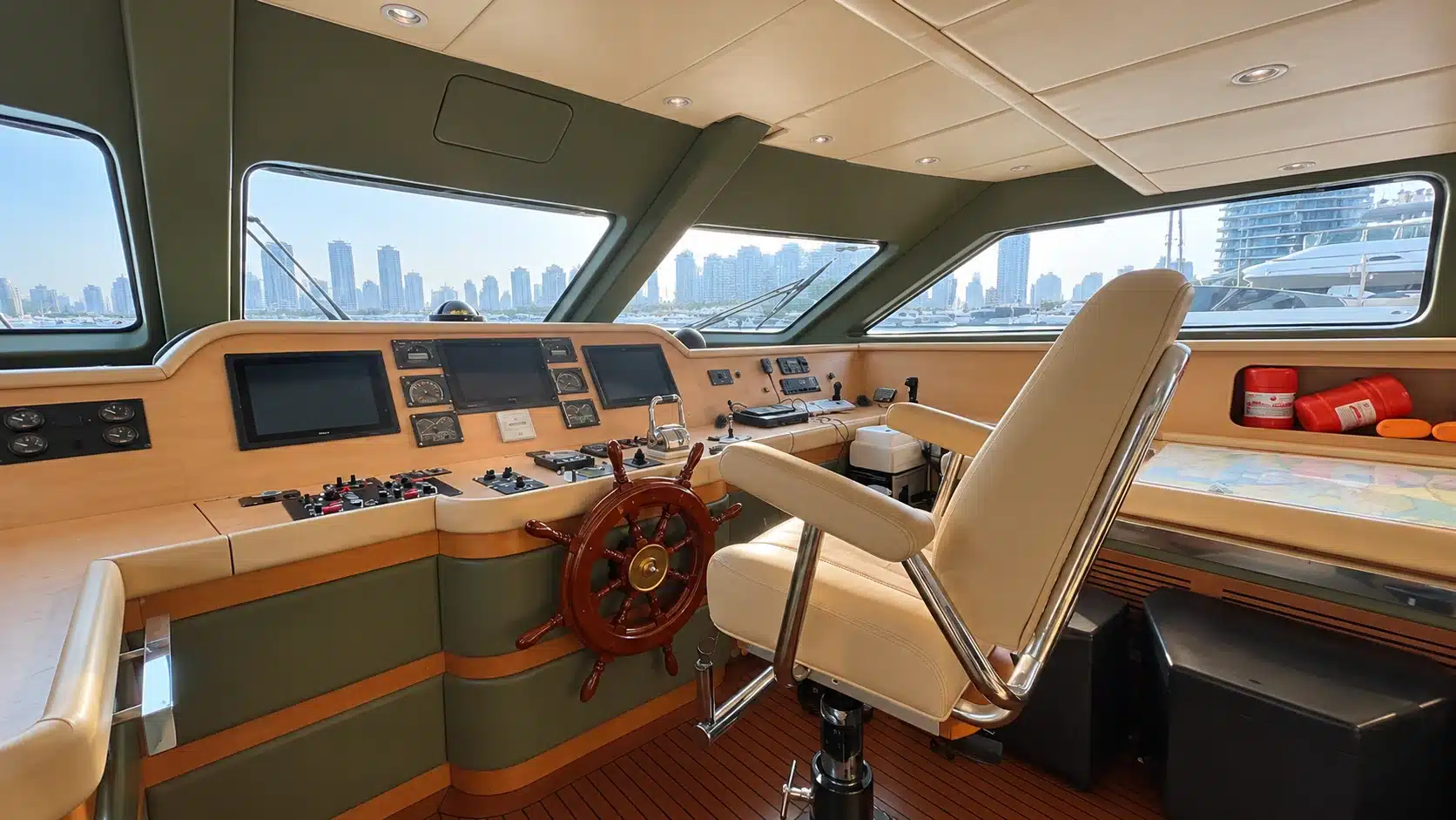 Benetti 120 yacht helm and navigation station
