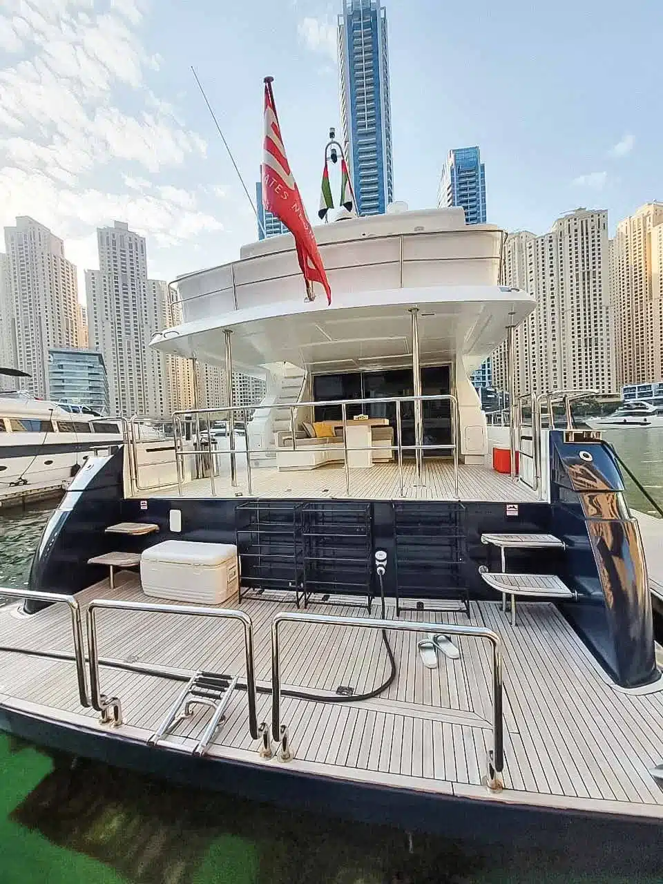 Vivir yacht exterior deck in Dubai Marina
