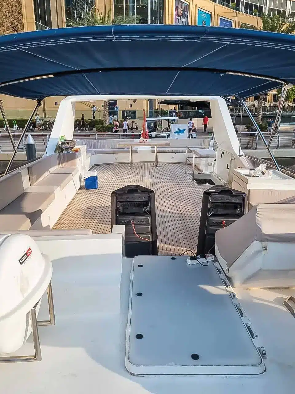 Vivir yacht exterior deck in Dubai Marina