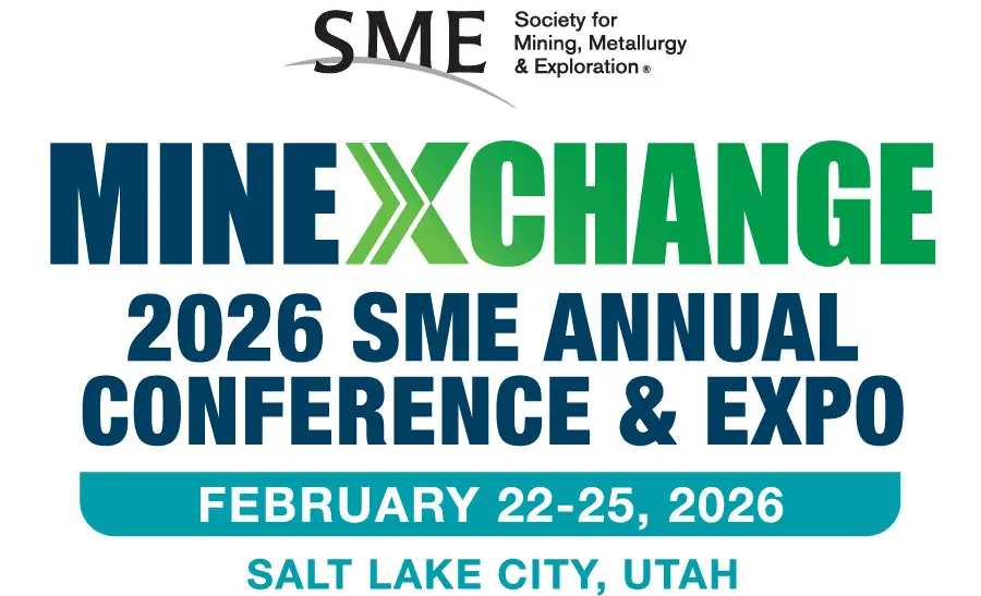Poster announcing MINE X CHANGE 2026 SME Annual Conference & Expo, Feb 22–25 in Salt Lake City, Utah.