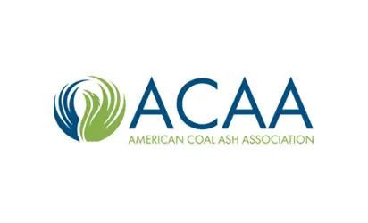 ACAA logo with a blue-green circular swirl and the text 'ACAA' and 'American Coal Ash Association' underneath.