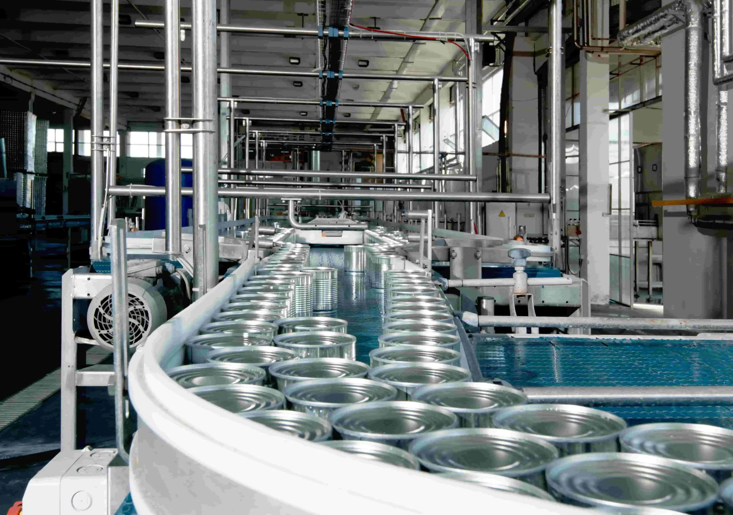 A production line for canned food