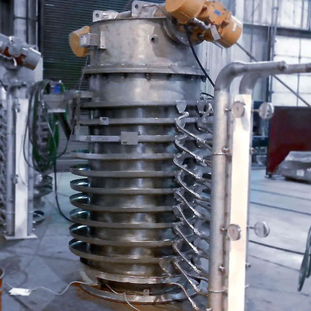 indirect thermal processing with spiral elevator