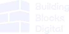 A simplified white Building Blocks Digital logo appears as a clean overlay graphic for flexible branding across digital backgrounds.