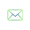 A minimalist line-art envelope icon with a green to teal gradient on a white circular background.