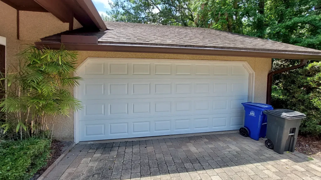 traditional short-raised-panel steel garage door