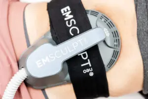 a close-up shot of the Emsculpt NEO, a device for body contouring in Dublin, OH