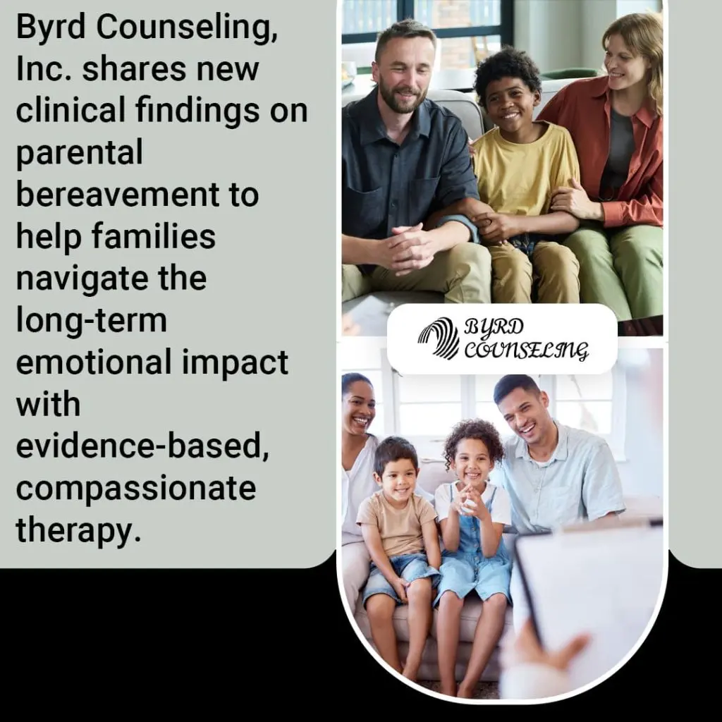 Family participating in online therapy session for parental bereavement and long-term emotional healing