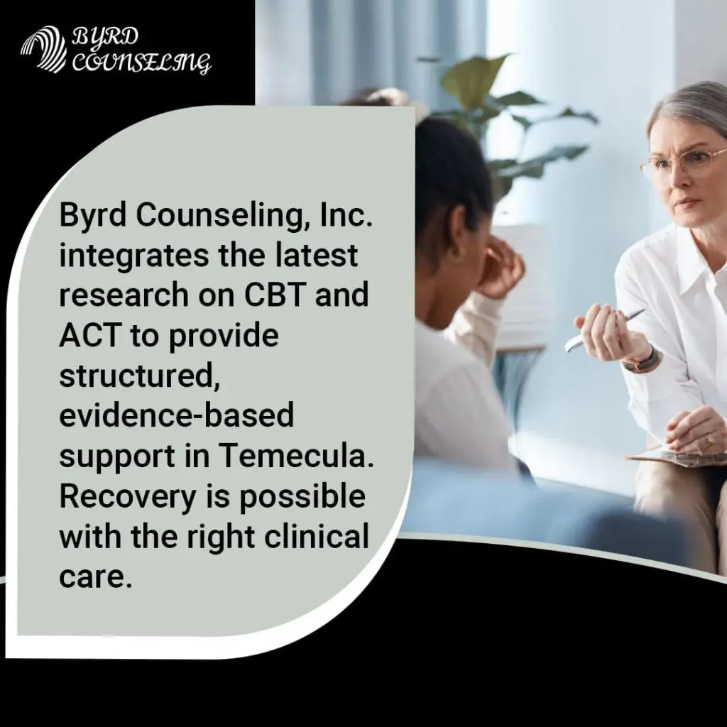 Therapist using CBT and ACT methods during structured mental health counseling session