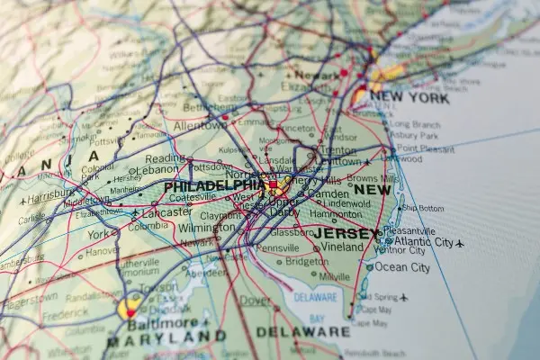 Map of Philadelphia Area Illustrating How the UCCJEA applies to child custody cases