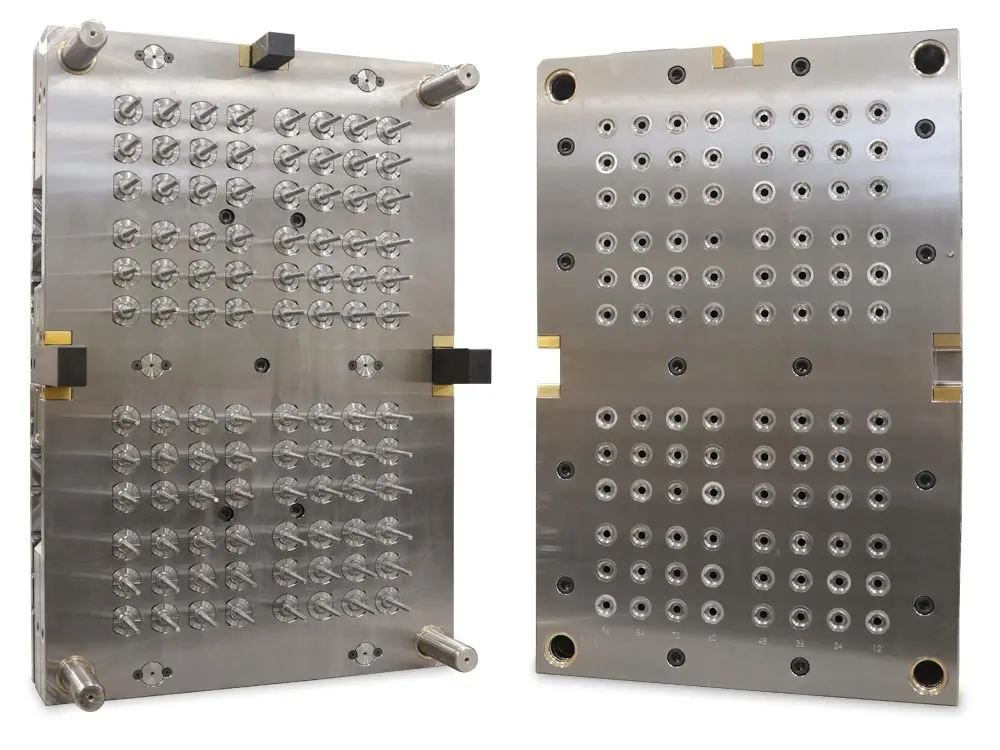 High-capacity injection molding production floor with automated equipment