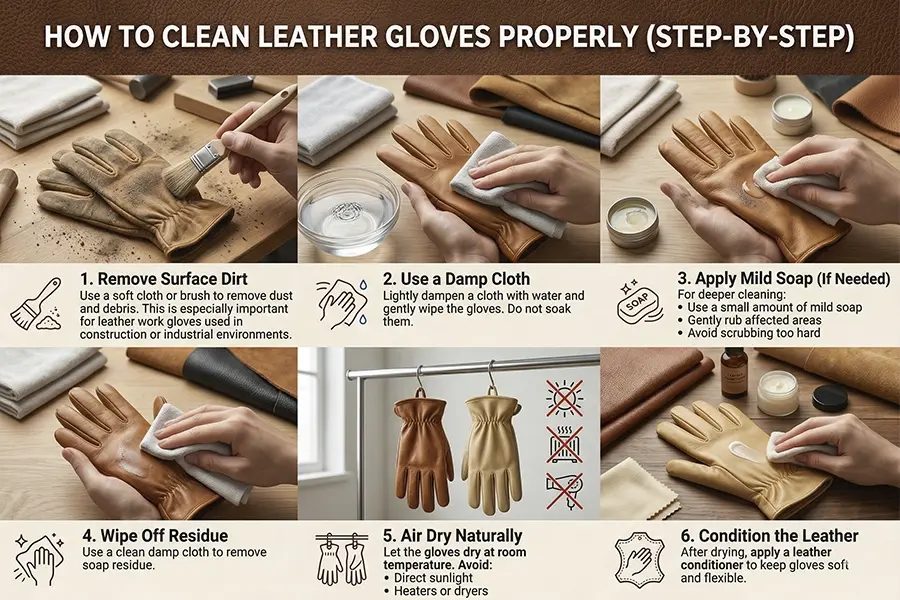 Steps to clean leather gloves
