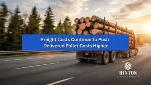 Freight Costs Continue to Push Delivered Pallet Costs Higher cover art with truck