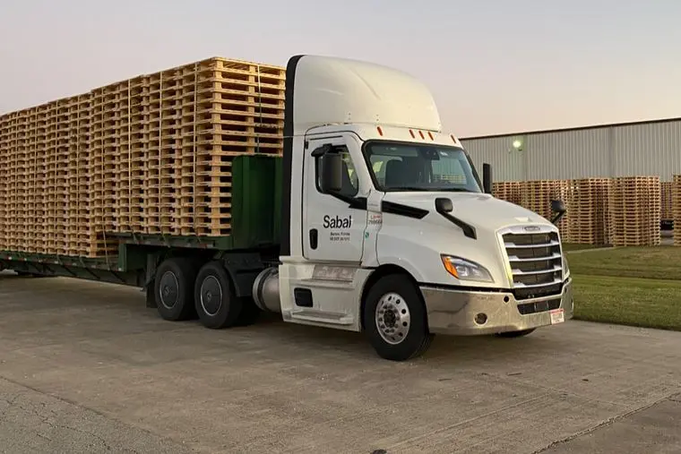 Truck leaving PalletOne's Port Arthur Plant