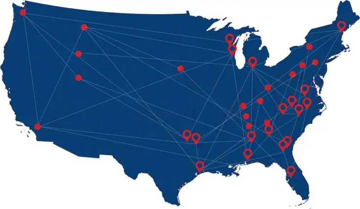 PalletOne Pallets in USA Locations Map