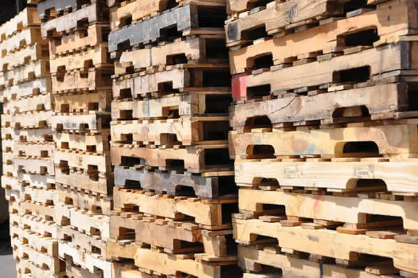recycled pallets at a pallet recycling company