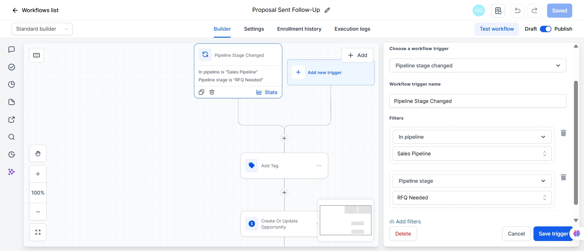 Lead tracking system showing source, response status, owner, and next action