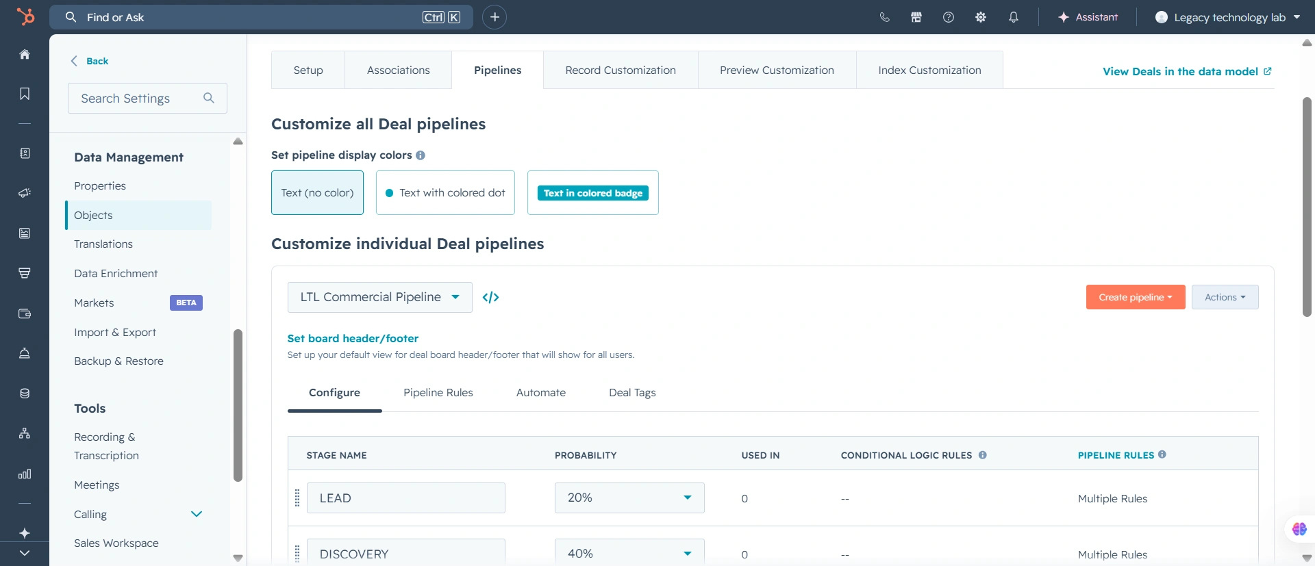 Structured CRM properties and field architecture
