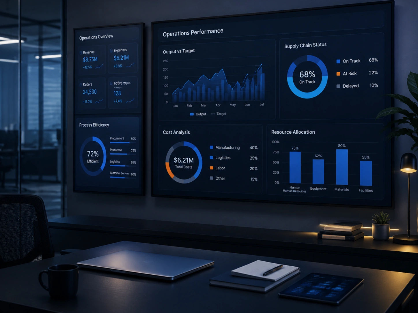 An operations-heavy team coordinating connected workflows across departments